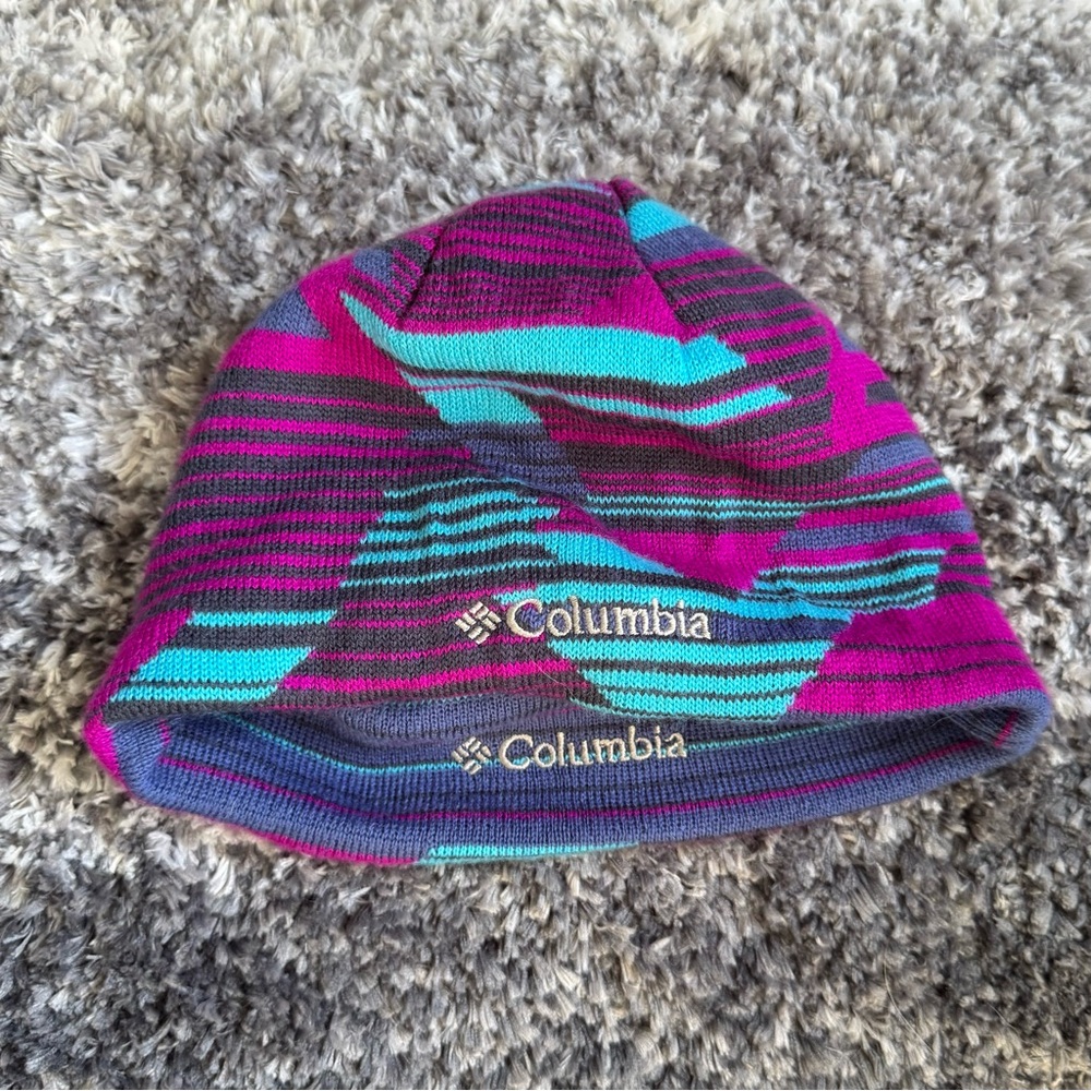Columbia Acrylic Beanie Unisex One Size Multi Color Geometric Winter Hat